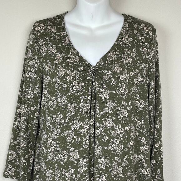 Garnet Hill Green Floral Gauze Dress w/ Pockets‎ Tencel Blend | Size M - Picture 2 of 7